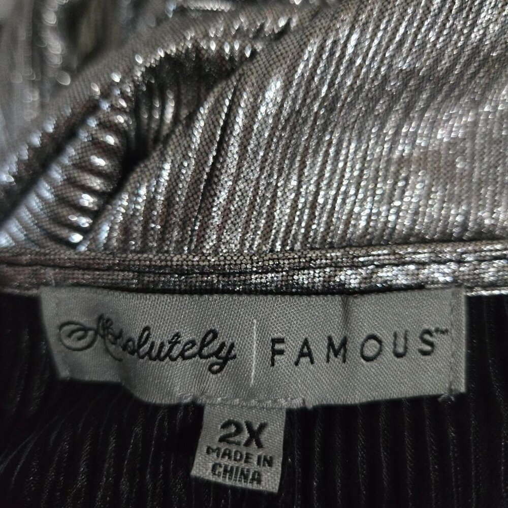 Absolutely Famous Silver Maxi Dress Plus Size 2X Holiday Metallic Faux Wrap Date - Picture 7 of 13